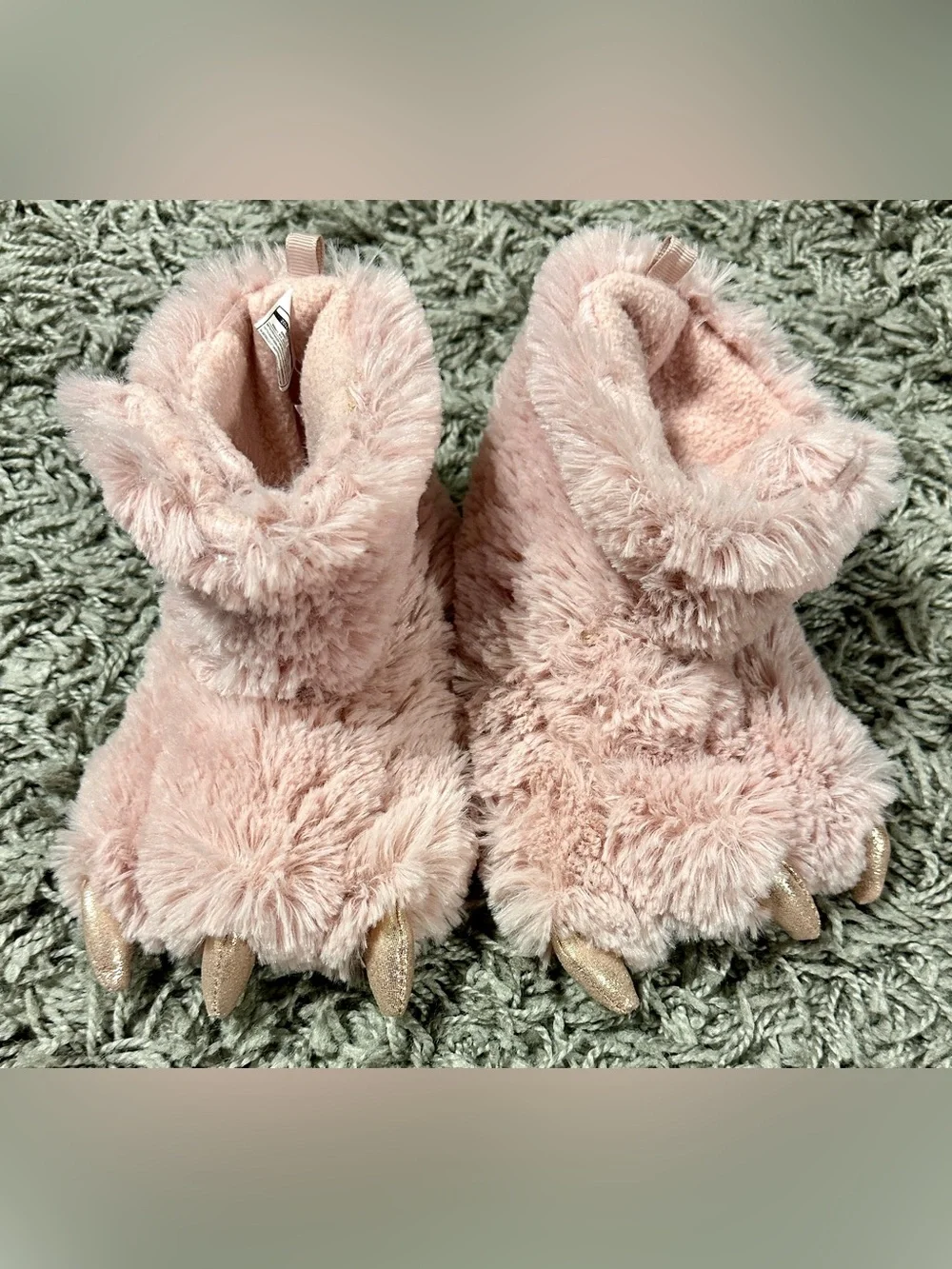 Carter's Pink Fuzzy Monster Claw Slipper Boots